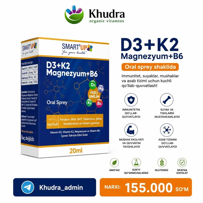 Smart'up D3+K2 magneyzum+B6 Smart'up D3+K2 magneyzum+B6