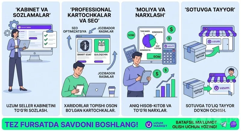 Uzum Market’da noldan do‘kon ochmoqchishni orgatamiz Uzum Market’da noldan do‘kon ochmoqchishni orgatamiz