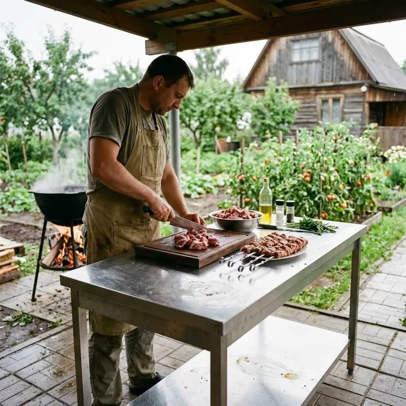 Стол нержавейка для двора и мангала Dacha stoli Nerjaveyka