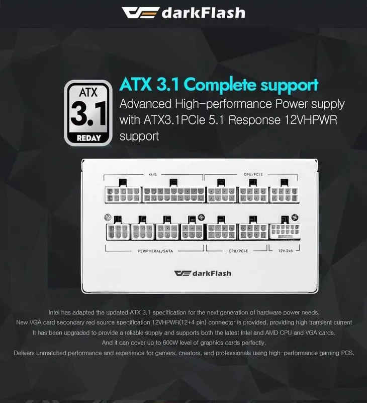 darkFlash PMT850 Fully Modular ATX 3.1 & PCIe 5.1 — фото 1