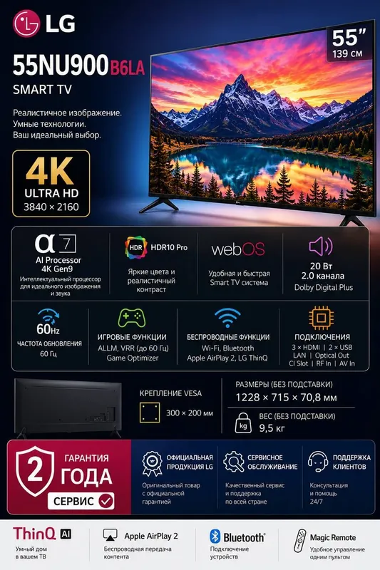 ТЕЛЕВИЗОР LG NU900B6LA "55"
