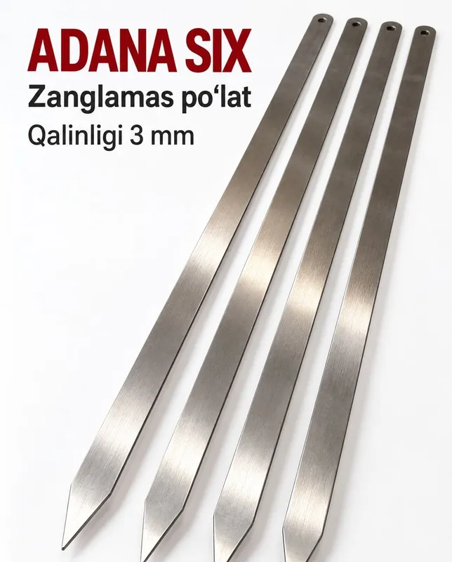 Adana six nerjaveykadan 70sm qalinligi 3mm Кавказская шампур 4 Adana six nerjaveykadan 70sm qalinligi 3mm Кавказская шампур 4