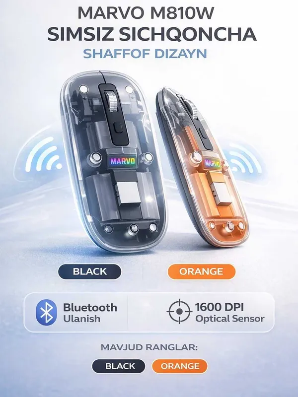MARVO M810W simsiz sichqoncha — shaffof dizayn | беспроводная мышь