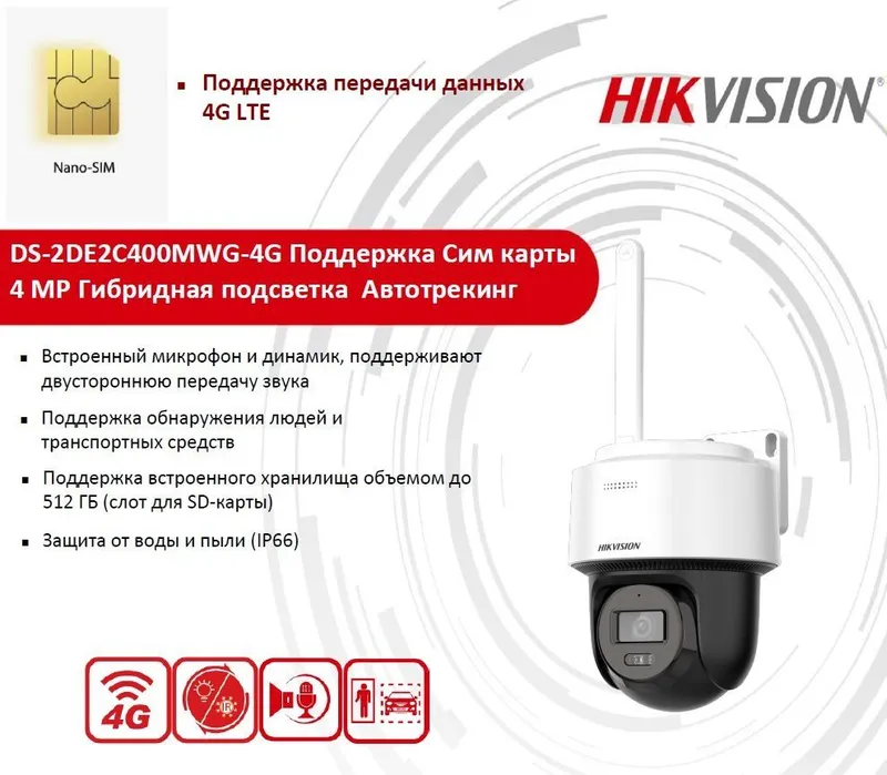Камера PTZ Hikvision с SIM-картой — фото 2