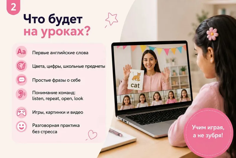 Английский в мини-группе дешевле репетитора | Девочки 6–7 лет — фото 1