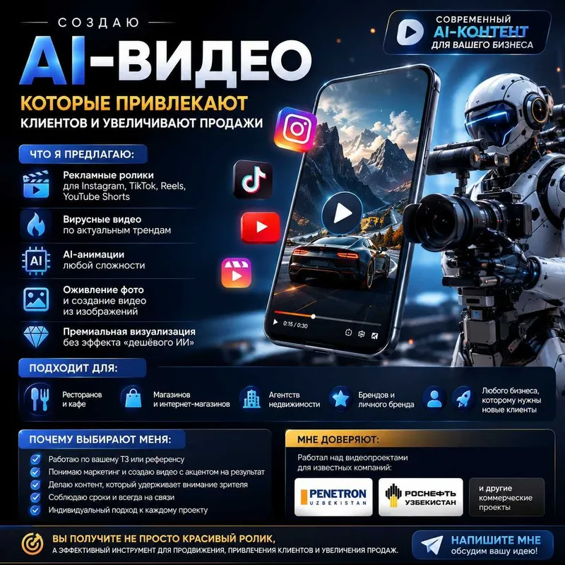 AI Video va Rasm Tayyorlash Xizmati AI ИИ — фото 4