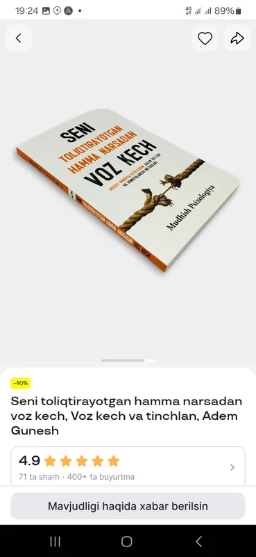 seni toliqtirgan hamma narsadan voz kech