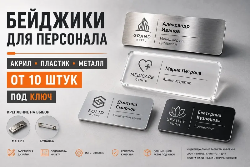 Бейджики для персонала и сотрудников