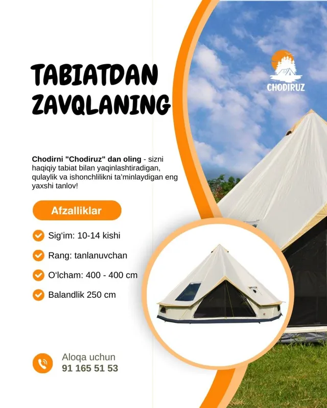 Chodir ijara 280.000 so'm I Палатка на прокат 280.000 so'm 2 Chodir ijara 280.000 so'm I Палатка на прокат 280.000 so'm 2