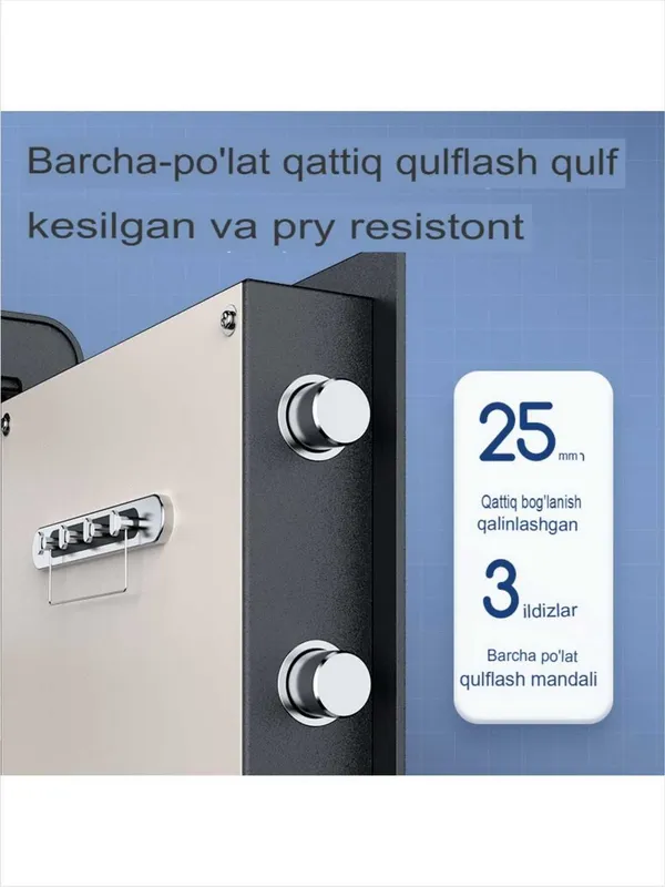 Seyf Deli ET551 450x380x320 elektron qulf + kalit, qora, 22 kg 7 Seyf Deli ET551 450x380x320 elektron qulf + kalit, qora, 22 kg 7