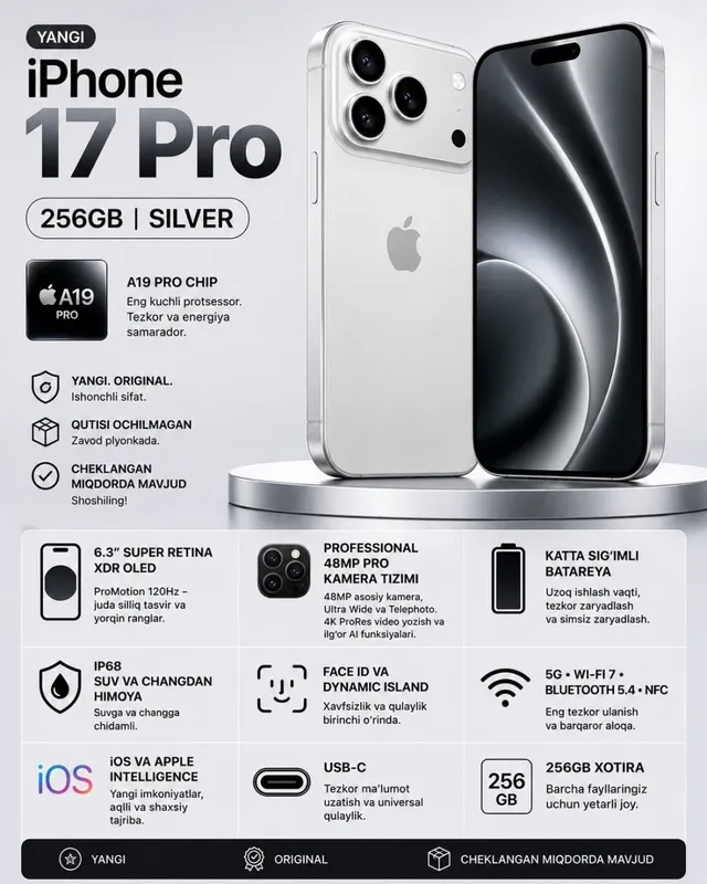Iphone 17 pro 256 GB silver colour