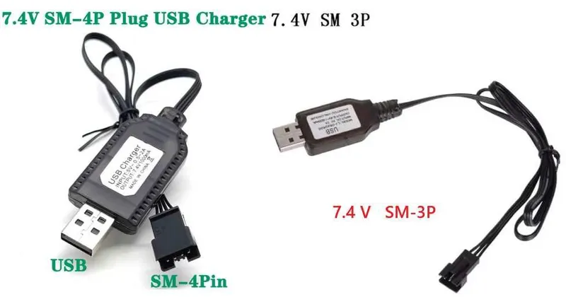 Новые USB зарядки 7,4V с разъемом SM-3P и SM-4P для дронов машинок др. 1