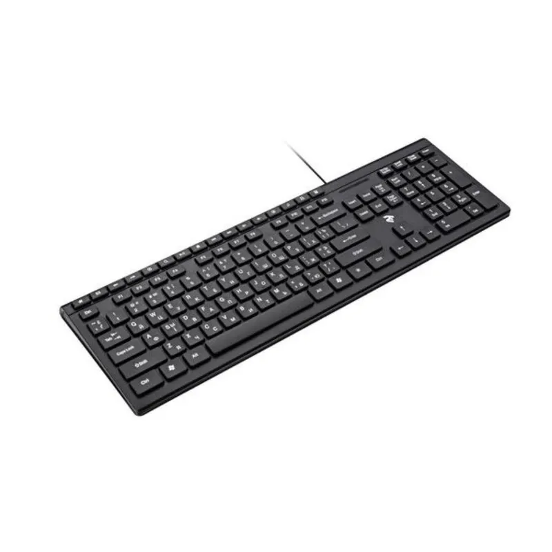 Клавиатура проводная 2E KM1020 Slim USB Black (2E-KM1020UB) — фото 1