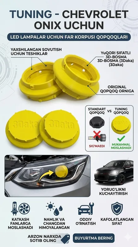 Chevrolet Onix farani kopqogi tuning led — фото 1