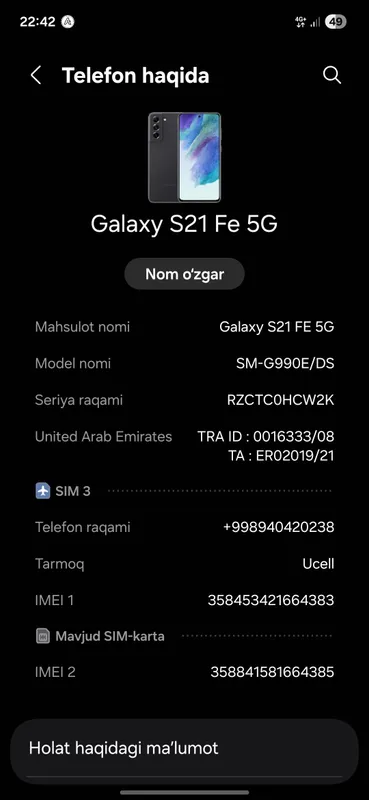 samsung s21 Fe 5g 256 gb telefon xolati yaxshi 2 samsung s21 Fe 5g 256 gb telefon xolati yaxshi 2