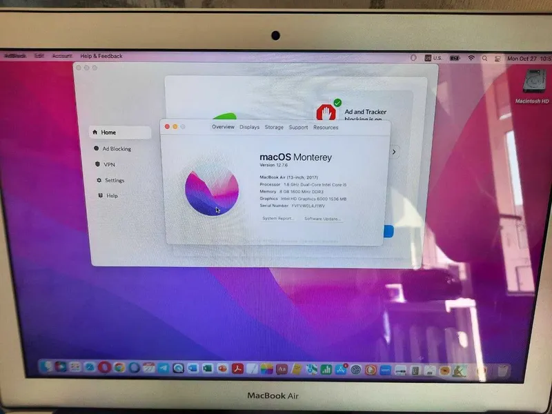 Macbook Air 2017 (customized ) Core i5, 8GB, 512 GB. Идеал ҳолатда — фото 1