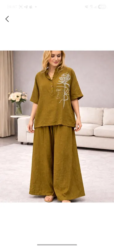 ayolar uchun keng shimli oversize, yozgi to'plam — фото 1