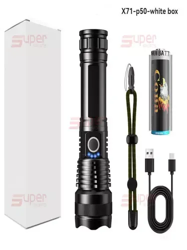 LED chiroq P50, USB zaryadlash bilan, 300 m masofa