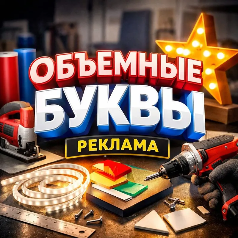 Реклама • Объёмные буквы • Наклейка • Дизайн • Производство • Монтаж