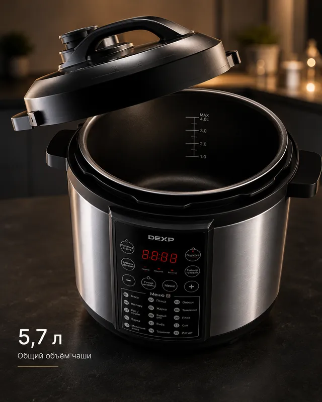 Мультиварка-скороварка с чашей DEXP, 5.7 л 4