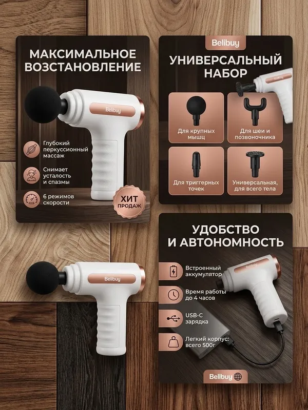 Перкуссионный массажный пистолет Belibuy 2