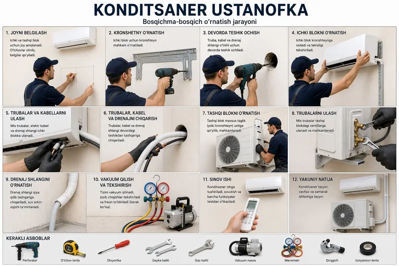 Konditsaner ustanovka remont chistka Кондиционер установка 2