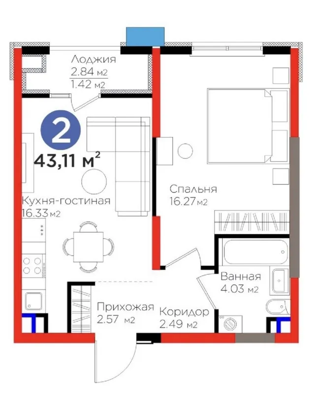 2-комнатная квартира, ЖК Sad'o Business, Яшнабадский район — фото 7