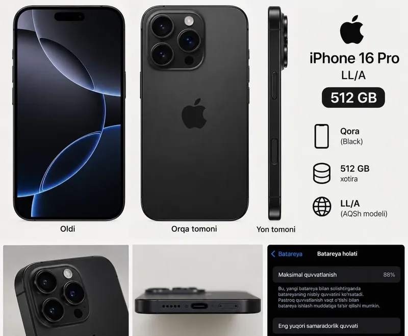 iPhone 16 Pro LL/A 512 ГБ, 88% iPhone 16 Pro LL/A 512 ГБ, 88%