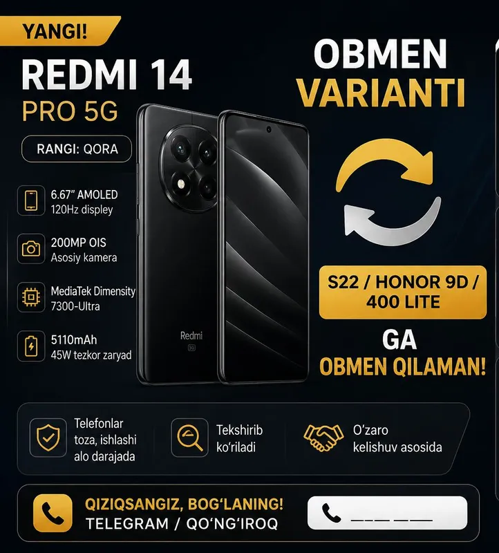 Redmi 14 pro 5g yengi yaqinda olingan obmen faqat