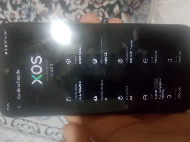 Infinix smart 9 holati zor 128\6 1 Infinix smart 9 holati zor 128\6 1