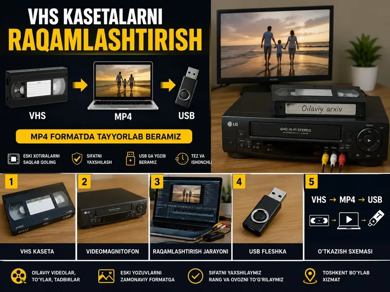 VHS kasetalarni raqamlashtirish xizmati — фото 1