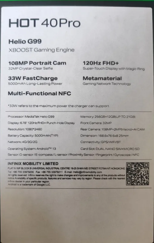 Смартфон Infinix Hot 40 PRO — фото 3