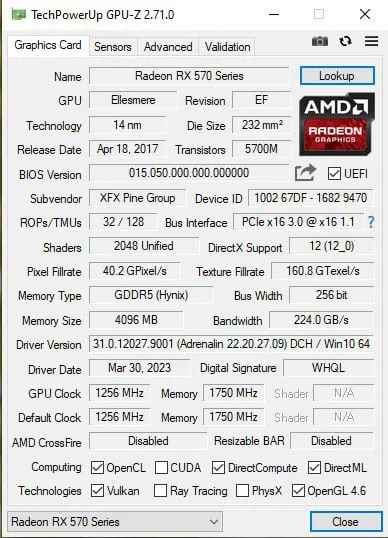 Видеокарта RX 570 4 ГБ 6