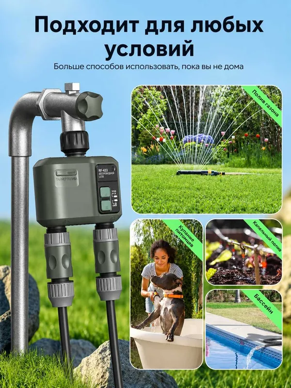 Умный таймер полива с Wi-Fi &RF-433 управлением, программатор орошения — фото 4