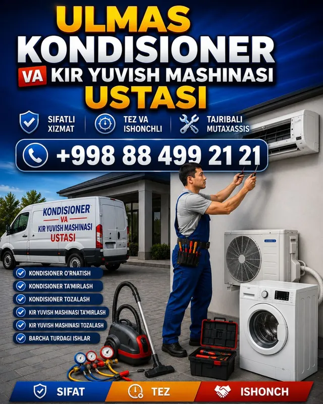 Kondisioner Őrnatishi va Avtomat Kir moshina usta