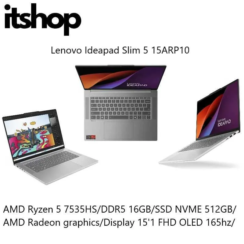 Lenovo Ideapad 5 AMD R5 7535HS/DDR5 16GB/SSD 512GB/Display 15'1 OLED 3 Lenovo Ideapad 5 AMD R5 7535HS/DDR5 16GB/SSD 512GB/Display 15'1 OLED 3