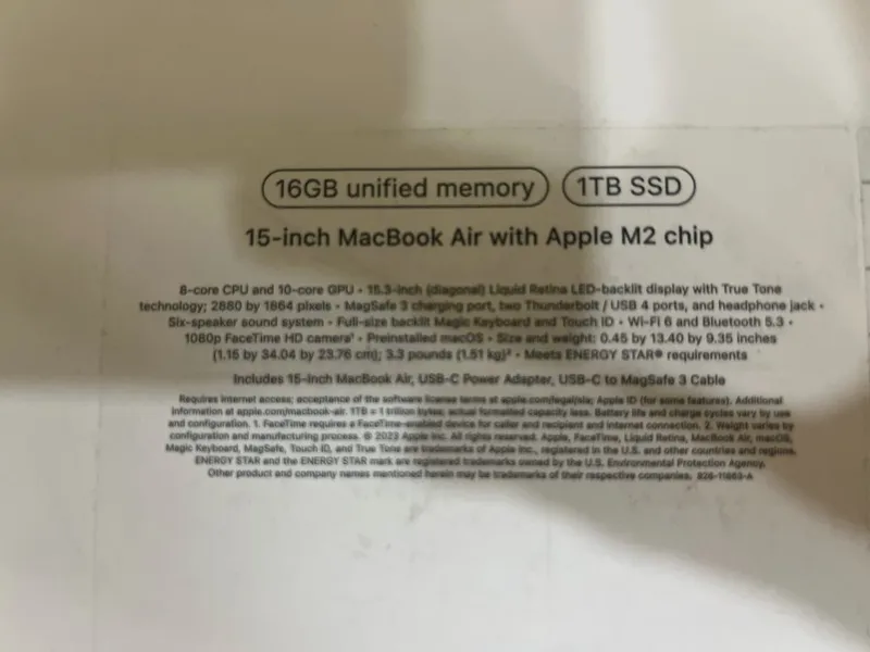 Macbook air M2 15-inch 1tb/16gb — фото 2