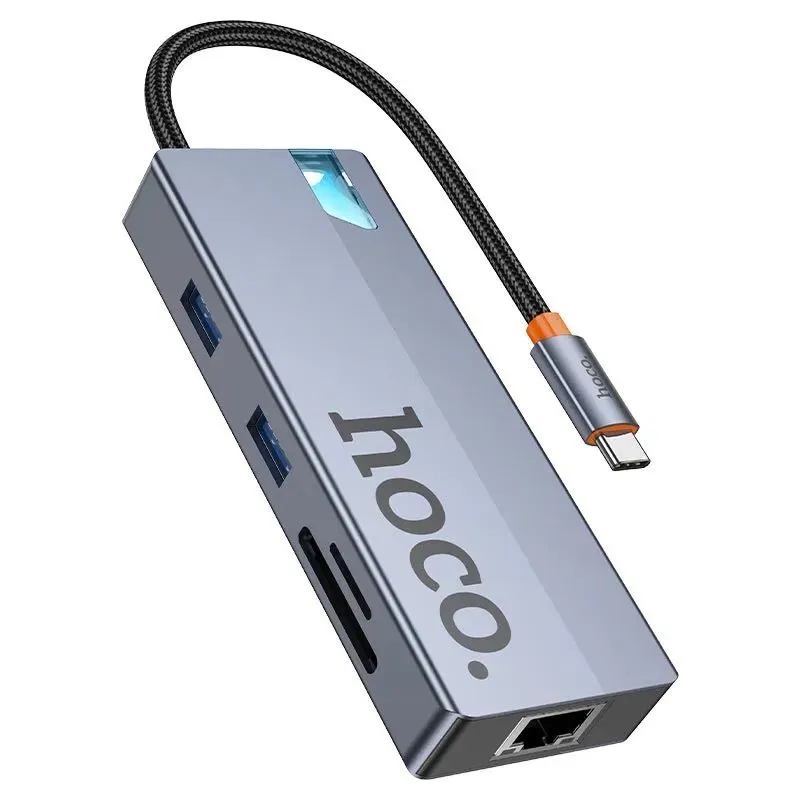 USB-C Хаб HOCO HB52 Wow 8 в 1, HDMI 4K 60Hz, RJ45, PD 100W — фото 4