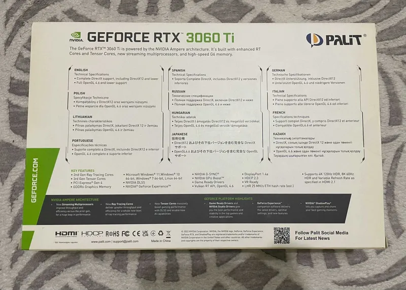 Видеокарта Palit GeForce RTX 3060 Ti 8GB 2 Видеокарта Palit GeForce RTX 3060 Ti 8GB 2