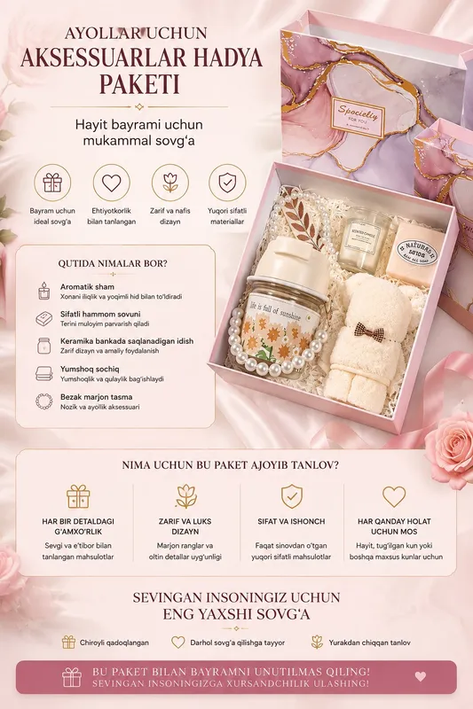 Ayollar uchun aksessuarlar hadya paket, Ayollar uchun aksessuarlar hadya paket,