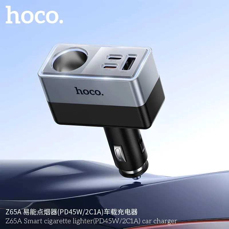 Hoco Z65A Авто зарядное устройство с разветвителем прикуривателя 165W