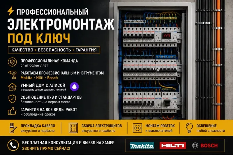 Электрик | Электромонтаж под ключ | Умный дом с Алисой | Гарантия Электрик | Электромонтаж под ключ | Умный дом с Алисой | Гарантия