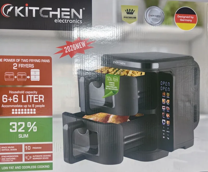 Супер новый двухэтажный аэрогриль Kitchen 12л, ayragril, aerogril