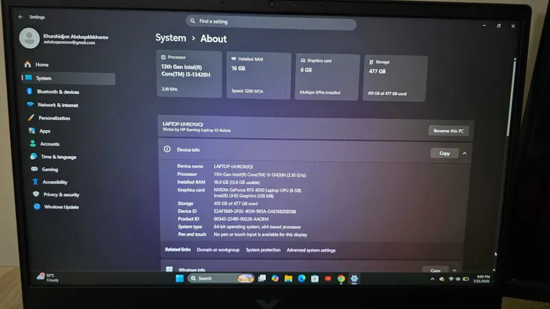 HP Victus noutbuki 1 HP Victus noutbuki 1