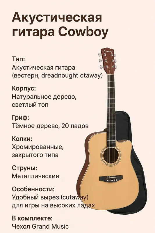 Акустическая гитара Cowboy.есть комплектее .. 2 Акустическая гитара Cowboy.есть комплектее .. 2