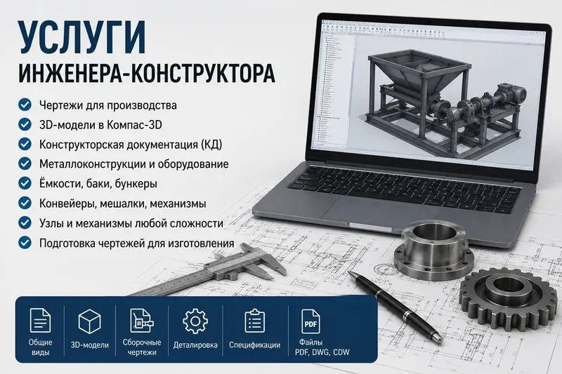Услуги инженера-конструктора чертежи 2D и Модели 3D