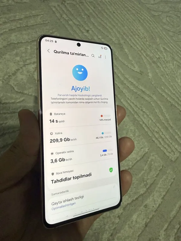 Samsung S21 5G 256Gb holati yaxshi Aybi yóq ekrani orginal