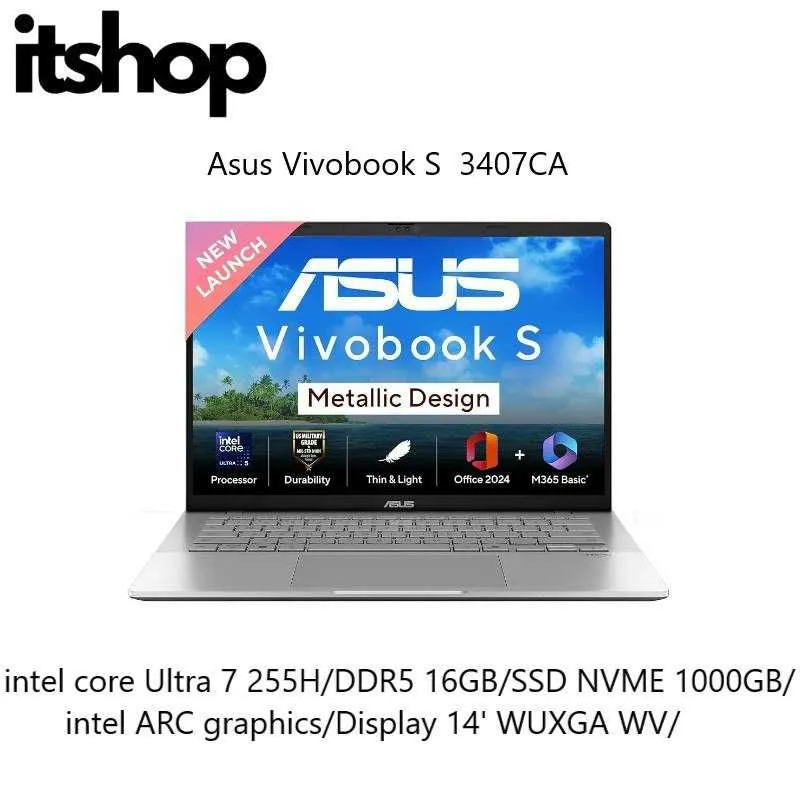 Asus Vivobook S14 Ultra 7 255H/16/1000/Display 14' WUXGA IPS