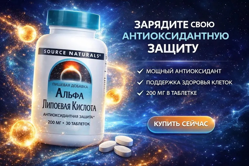 Альфа-липоевая кислота, Alpha Lipoic Acid, Source 200 мг 30 таб