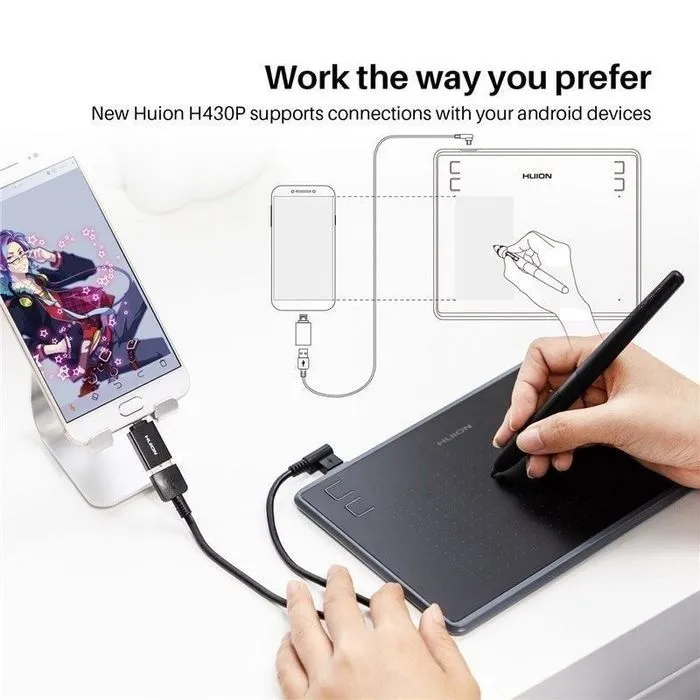 Графический Планшет Huion H430P поддержка Windows, macOS